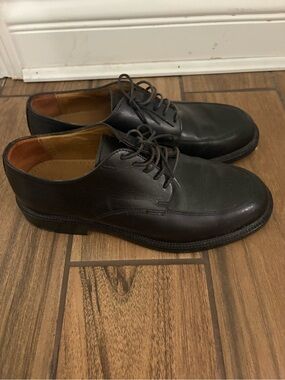 Brooks Brothers Black Leather Derby Lace-Up Shoes